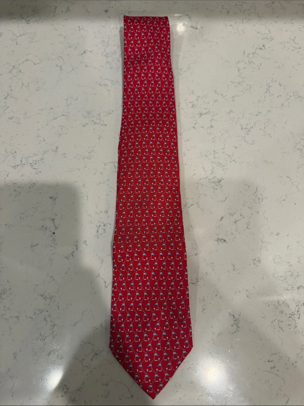 Salvador Ferragamo Men's Red Golf Micro-Pattern Silk Tie